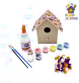 Knutselpakket Vogelhuisje Paars-Oranje-Wit