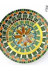 Mozaiek schaal Bloem groen-goudgeel