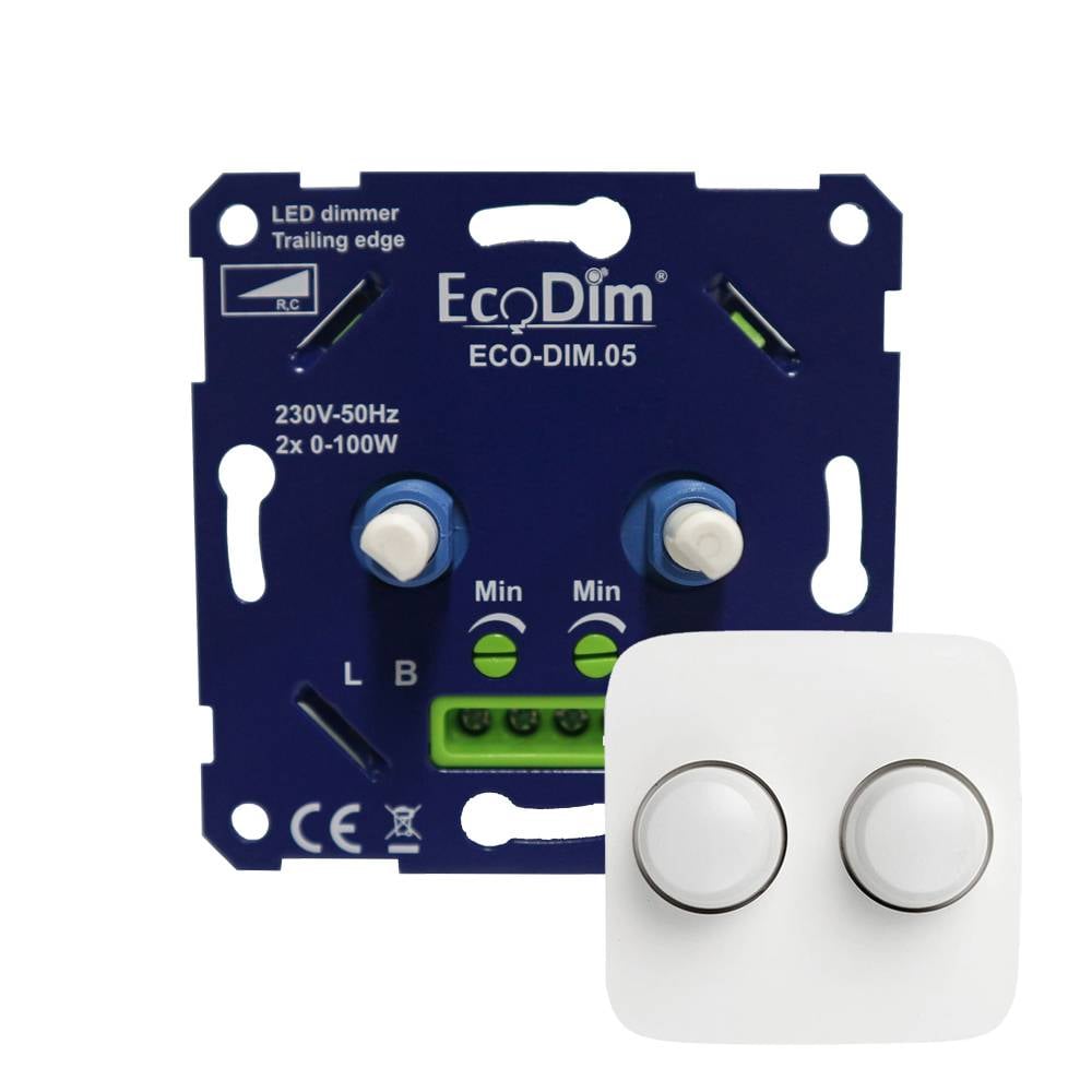 ED-10003 Duo dimmer button suitable for Busch-Jaeger Reflex SI incl. central plate and frame