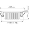 ED-10022 Spot encastré à diodes électroluminescentes, petit encastré, IP54, gradué à chaud, rond, blanc, 75mm