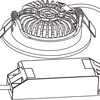 ED-10027 Led-Einbaustrahler kleine Einbautiefe IP54 gedimmt bis warm, quadratisch, gebürstetes Nickel, 75mm