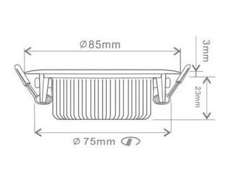 ED-10025 Spot encastré à diodes électroluminescentes petit encastrement IP54 dim à warm, carré, blanc, 75mm