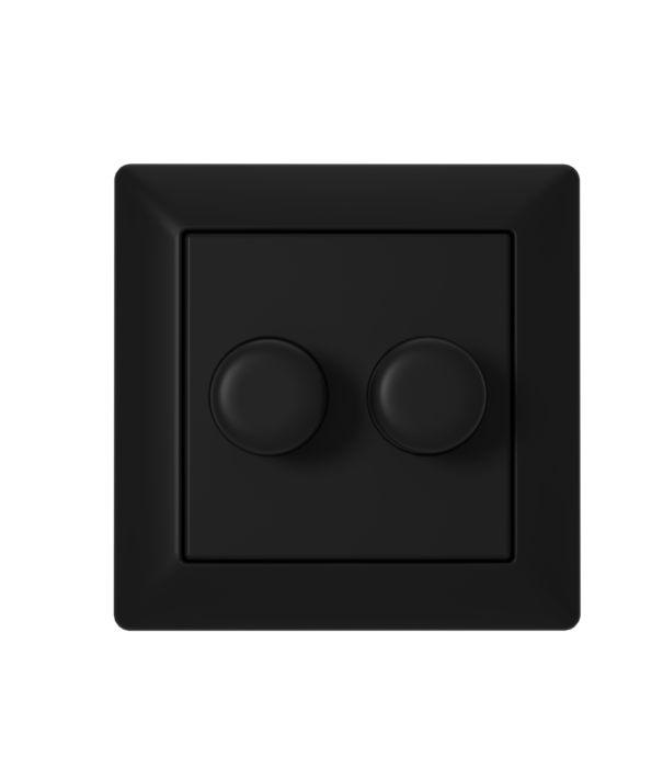 ED-10005B Duo dimmer button matching GIRA/JUNG/Merten matt black incl. central plate and frame