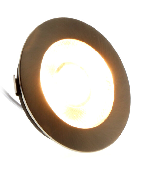 ED-10045 Spot à led pour meubles, petit encastré IP54 blanc chaud, rond, nickel brossé, 55mm
