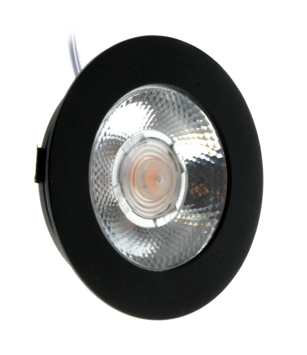 ED-10046 Spot à led pour meubles, petit encastré IP54 blanc chaud, rond, noir, 55mm