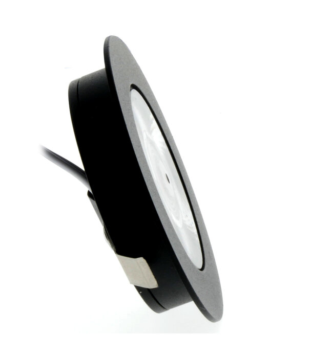 ED-10046 Led meubelspot kleine inbouwdiepte IP54 warm wit, rond, zwart, 55mm