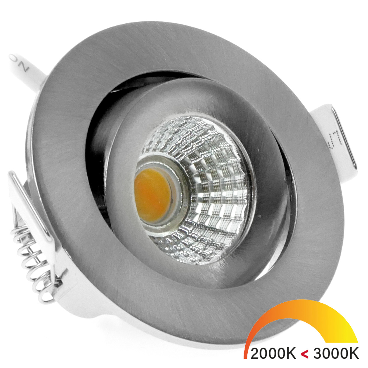 ED-10059 Led recessed spotlight small recessed depth IP54 dim to warm, round, brushed nickel, 55mm