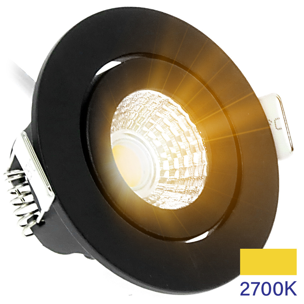 ED-10062 Spot encastré à diodes électroluminescentes IP54 blanc chaud, rond, noir, 55mm