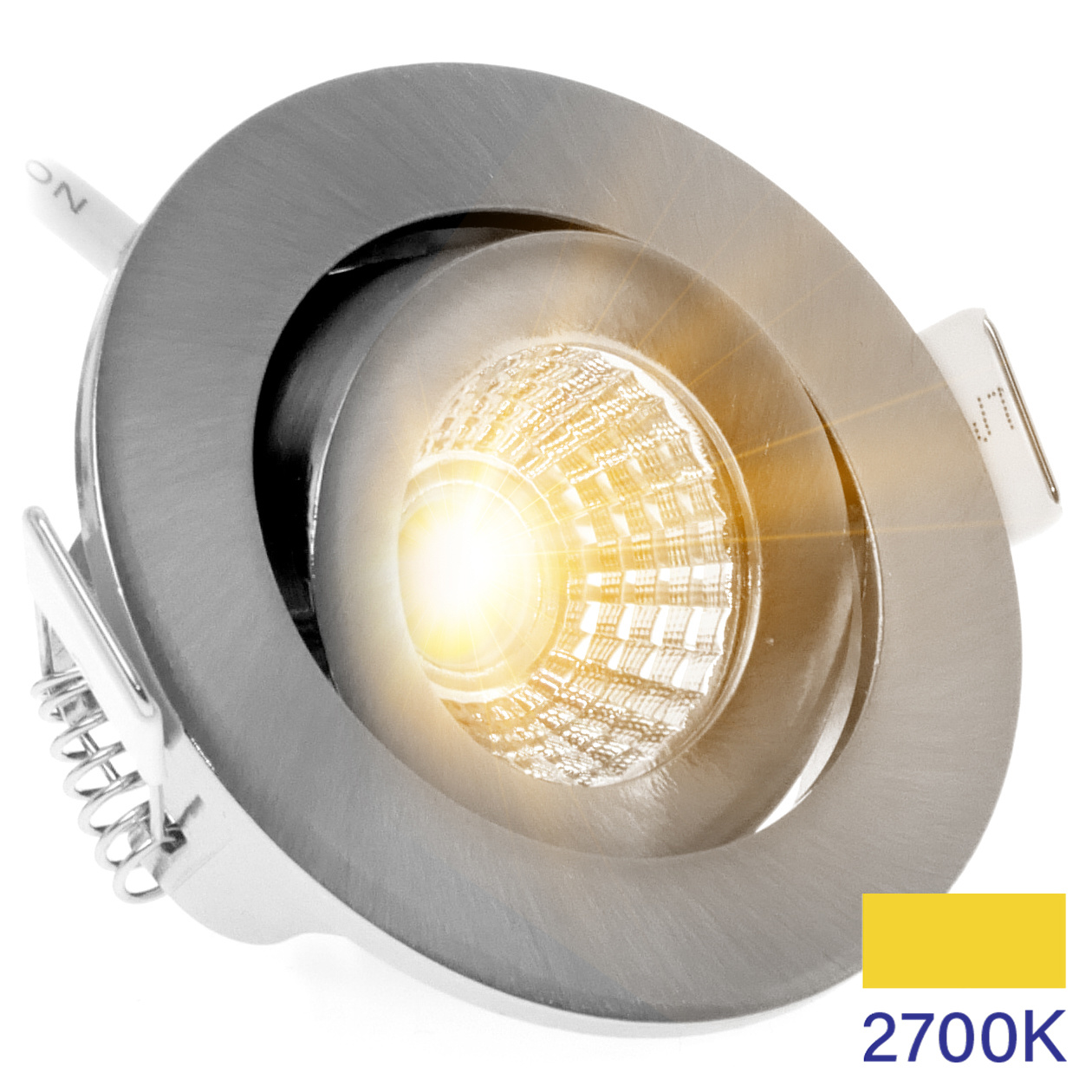 ED-10063 Led recessed spotlight small recessed depth IP54 warm white, round, brushed nickel, 55mm