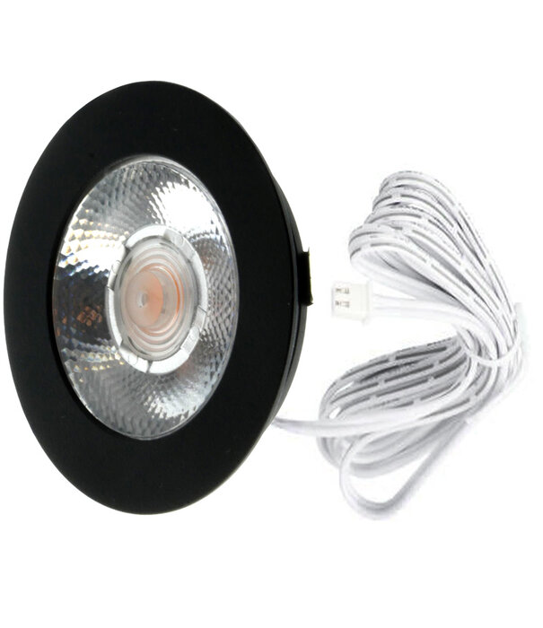 ED-10046 Spot à led pour meubles, petit encastré IP54 blanc chaud, rond, noir, 55mm
