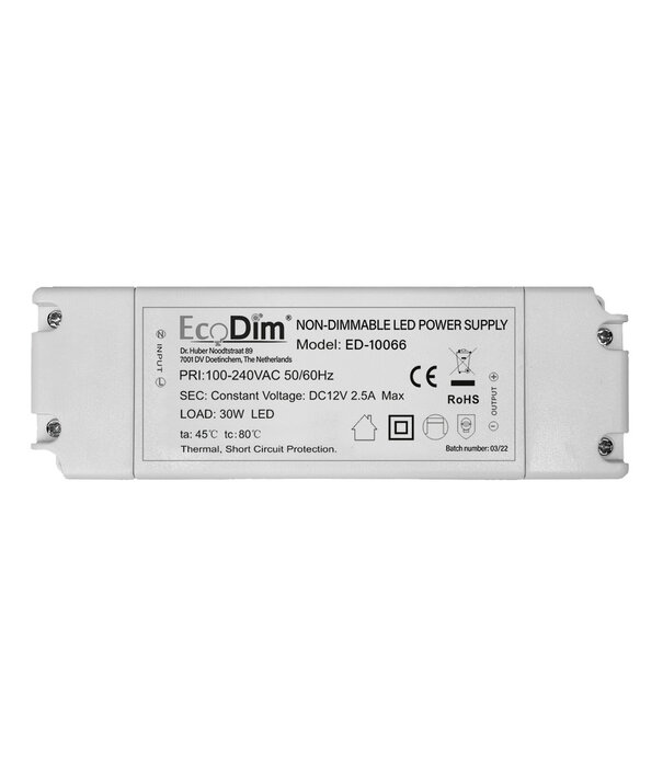 ED-10066 Pilote de LED non-dimmersible 12V DC (0-30W)