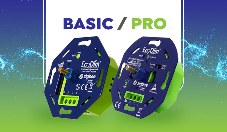 Wat zijn de verschillen tussen de ECO-DIM.07 Zigbee Basic en ECO-DIM.07 Zigbee Pro?