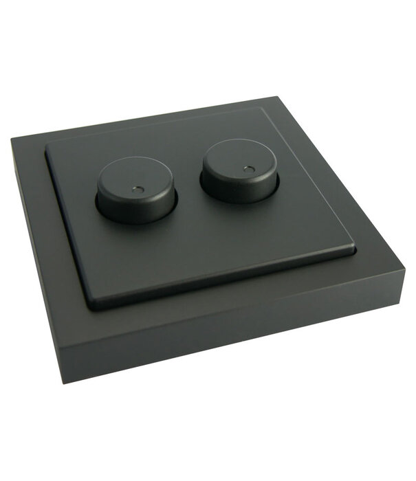 ED-10074 Duo dimmerknop passend in Busch-Jaeger Future Linear mat zwart incl. centraalplaat en raamwerk
