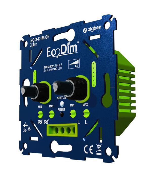 ECO-DIM.05 Zigbee led dimmer duo 2x 0-100W fase afsnijding (RC)