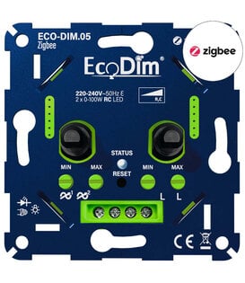 ECO-DIM.05 Zigbee led dimmer duo 2x 0-100W fase afsnijding (RC)