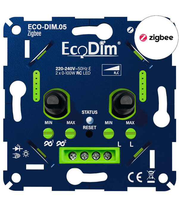 ECO-DIM.05 Zigbee led dimmer duo 2x 0-100W fase afsnijding (RC)