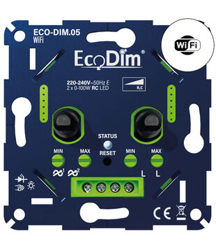 ECO-DIM.05 WiFi led dimmer duo 2x 0-100W phase cut (RC)