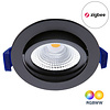 ED-10080 Spot encastré à LED gradable Zigbee noir, RGBWW, faible profondeur d'encastrement, IP54
