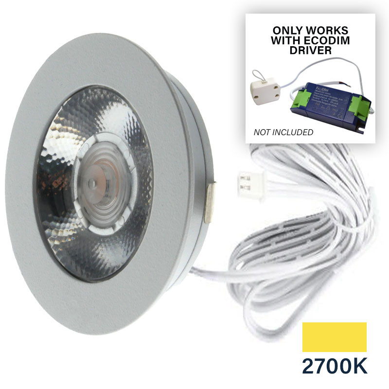 ED-10044 Led meubelspot kleine inbouwdiepte IP54 warm wit, rond, wit, 55mm