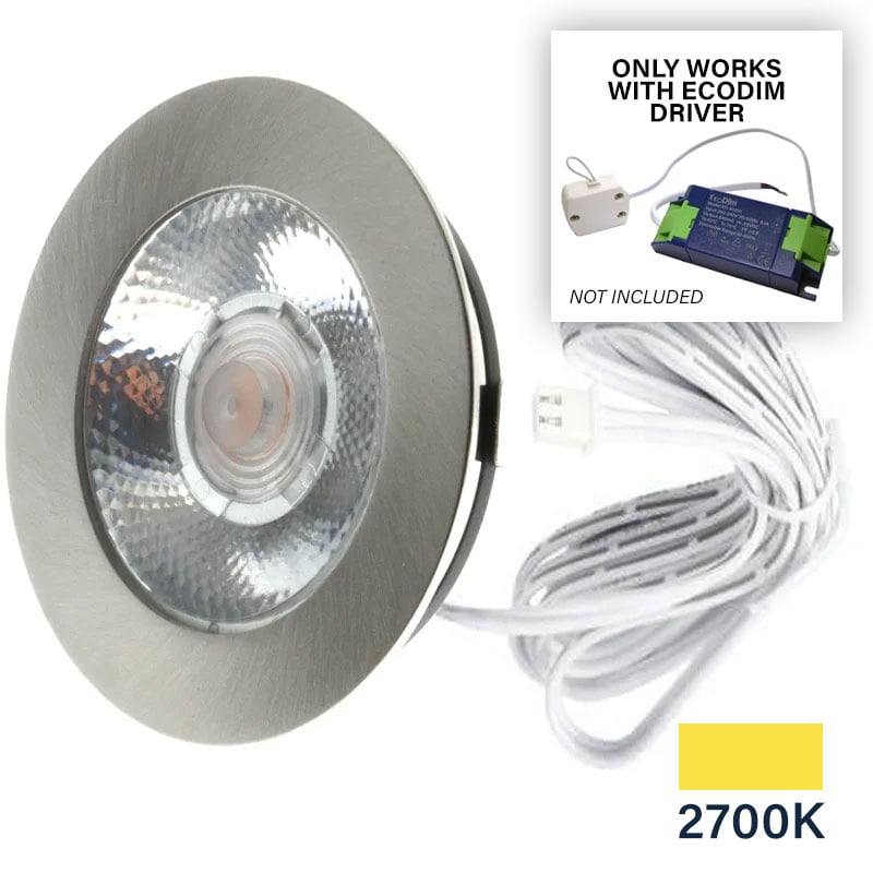 ED-10045 Led meubelspot kleine inbouwdiepte IP54 warm wit, rond, geb. nikkel, 55mm