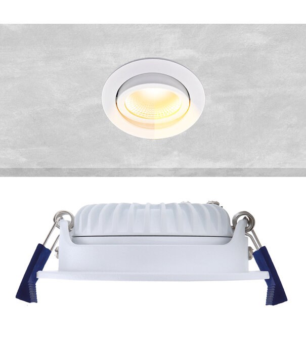 ED-10022 Led recessed spotlight small recessed depth IP54 dim to warm, round, white, 75mm
