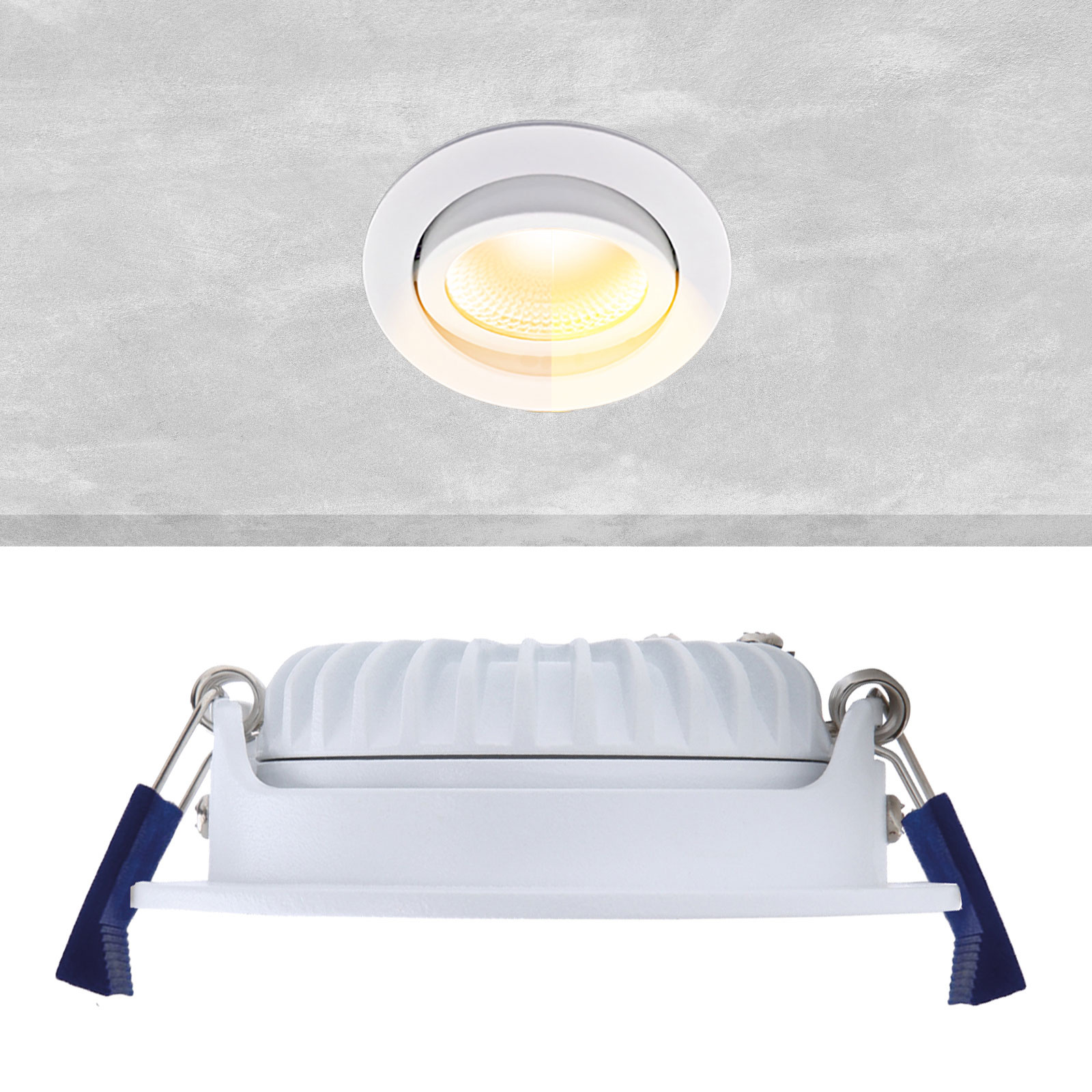 ED-10022 Led inbouwspot kleine inbouwdiepte IP54 dim to warm, rond, wit, 75mm