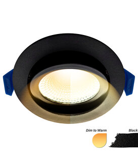 ED-10023 Spot à Led encastré petite profondeur IP54 dim to warm, rond, noir, 75mm