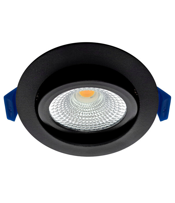 ED-10023 Spot à Led encastré petite profondeur IP54 dim to warm, rond, noir, 75mm