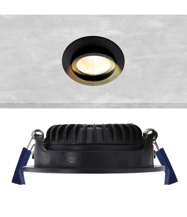 ED-10023 Led-Einbaustrahler kleine Einbautiefe IP54 gedimmt bis warm, rund, schwarz, 75mm