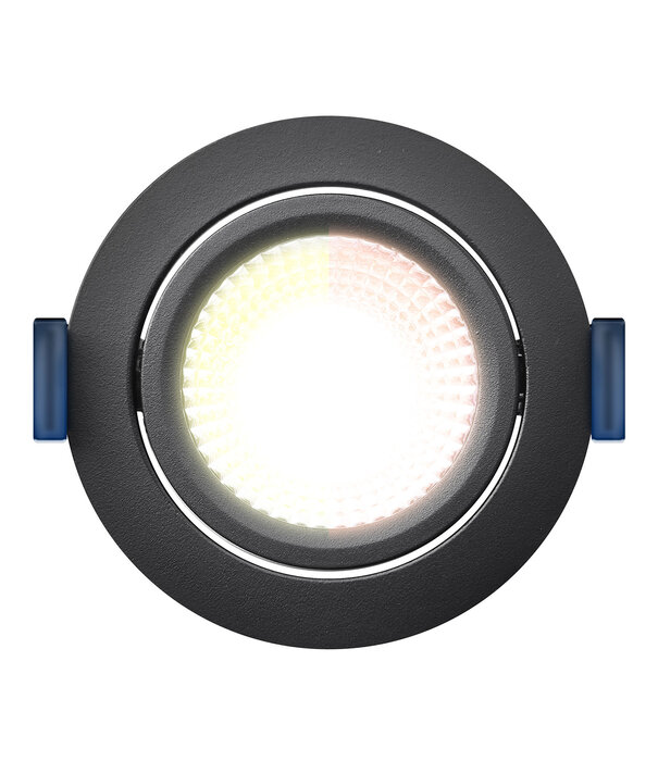 ED-10023 Spot à Led encastré petite profondeur IP54 dim to warm, rond, noir, 75mm