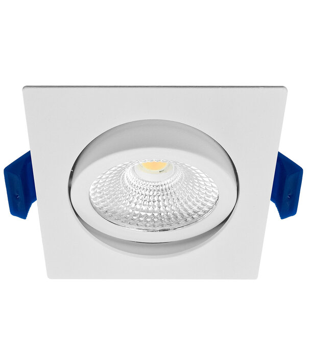 ED-10025 Spot encastré à diodes électroluminescentes petit encastrement IP54 dim à warm, carré, blanc, 75mm