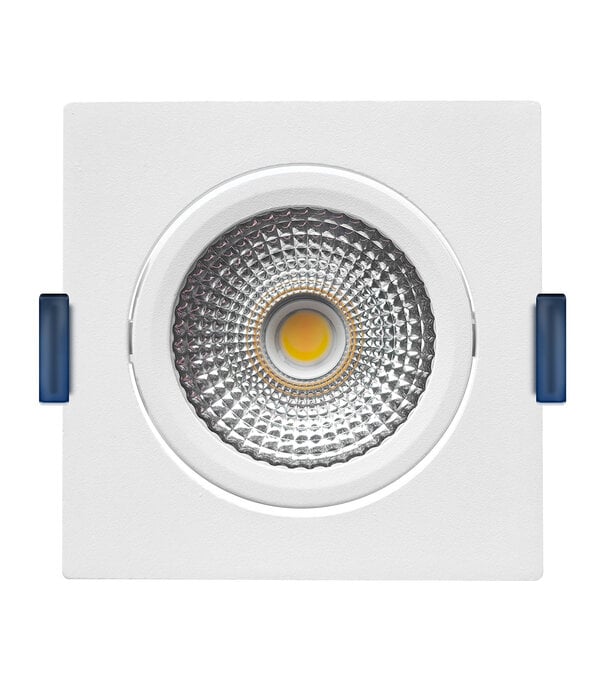 ED-10025 Led recessed spotlight small recessed depth IP54 dim to warm, square, white, 75mm