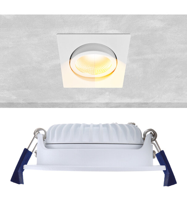 ED-10025 Led-Einbaustrahler kleine Einbautiefe IP54 gedimmt bis warm, quadratisch, weiß, 75mm