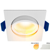 ED-10025 Led recessed spotlight small recessed depth IP54 dim to warm, square, white, 75mm