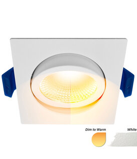ED-10025 Spot encastré à diodes électroluminescentes petit encastrement IP54 dim à warm, carré, blanc, 75mm