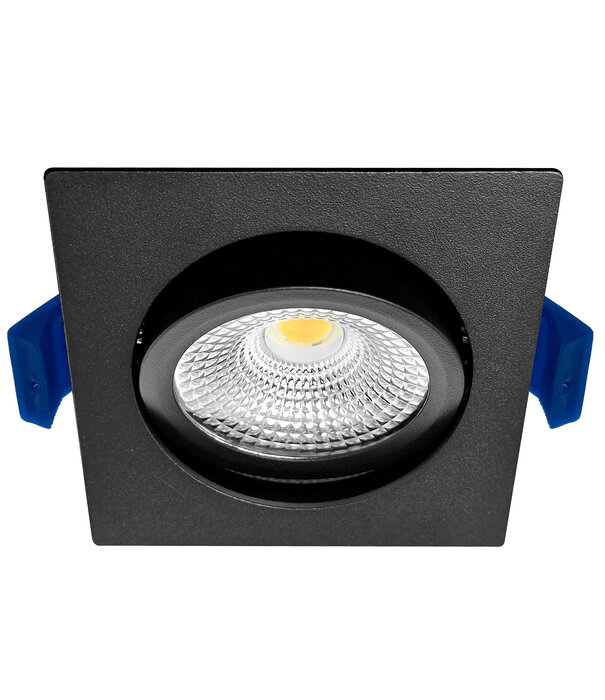 ED-10026 Led inbouwspot kleine inbouwdiepte IP54 dim to warm, vierkant, zwart, 75mm