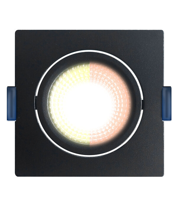 ED-10026 Led inbouwspot kleine inbouwdiepte IP54 dim to warm, vierkant, zwart, 75mm