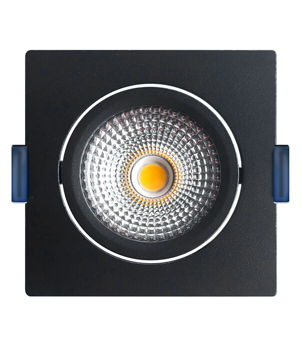 ED-10026 Led-Einbaustrahler kleine Einbautiefe IP54 gedimmt bis warm, quadratisch, schwarz, 75mm