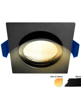 ED-10026 Spot à Led encastré petite profondeur IP54 dim to warm, carré, noir, 75mm