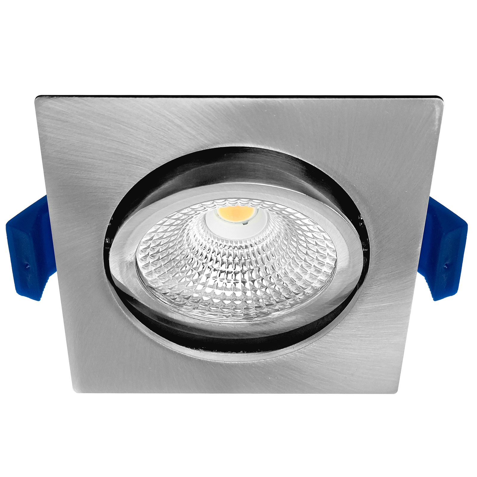 ED-10027 Led-Einbaustrahler kleine Einbautiefe IP54 gedimmt bis warm, quadratisch, gebürstetes Nickel, 75mm