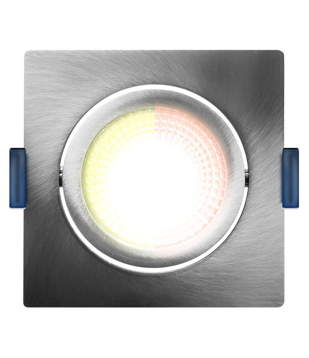 ED-10027 Led-Einbaustrahler kleine Einbautiefe IP54 gedimmt bis warm, quadratisch, gebürstetes Nickel, 75mm