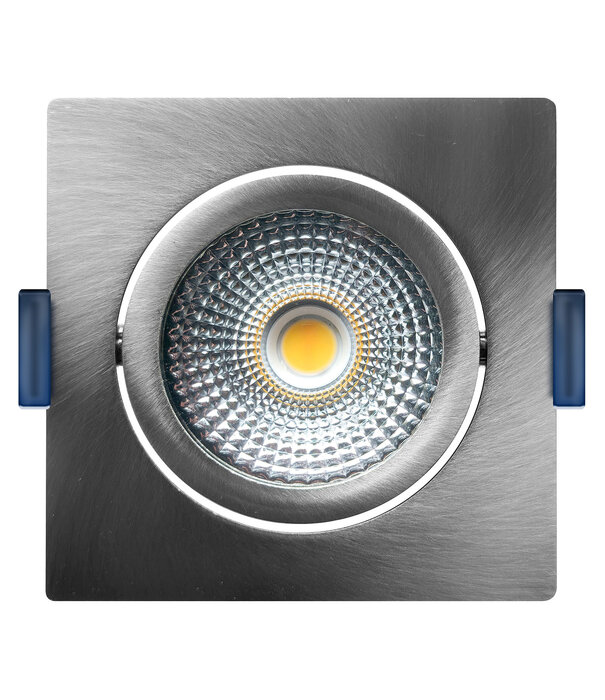 ED-10027 Led-Einbaustrahler kleine Einbautiefe IP54 gedimmt bis warm, quadratisch, gebürstetes Nickel, 75mm