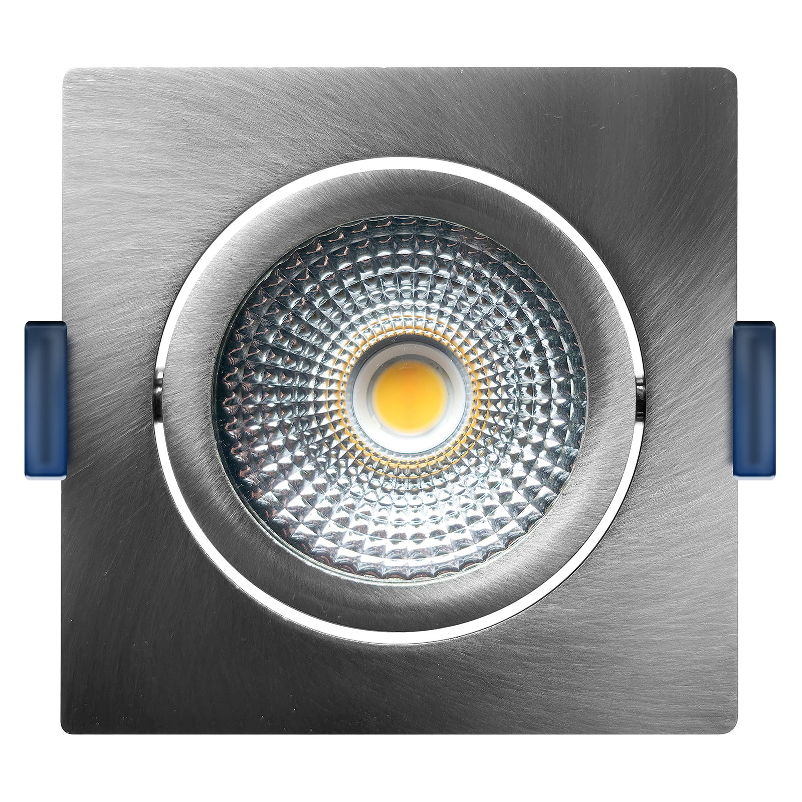 ED-10027 Led-Einbaustrahler kleine Einbautiefe IP54 gedimmt bis warm, quadratisch, gebürstetes Nickel, 75mm