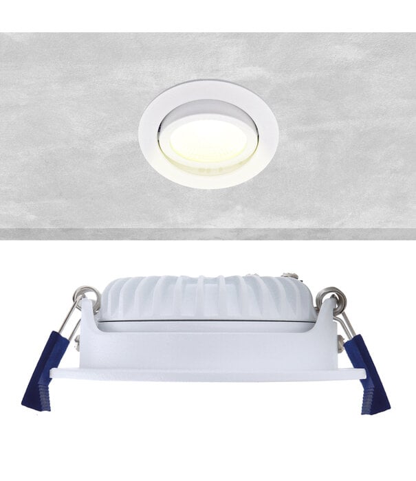 ED-10028 Led-Einbaustrahler kleine Einbautiefe IP54 warmweiß, rund, weiß, 75mm