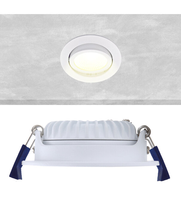 ED-10028 Led recessed spotlight small recessed depth IP54 warm white, round, white, 75mm