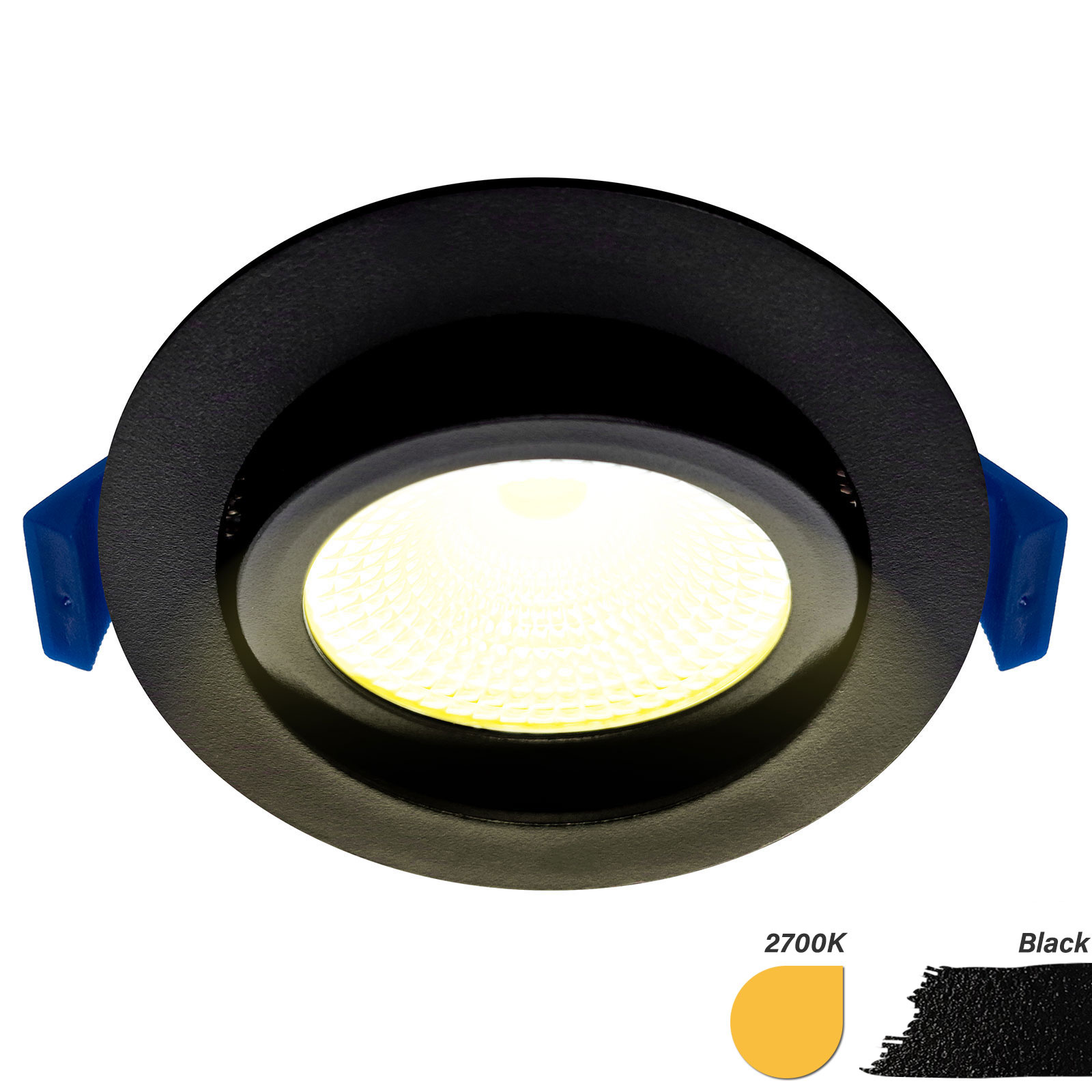 ED-10029 Led inbouwspot kleine inbouwdiepte IP54 warm wit, rond, zwart, 75mm