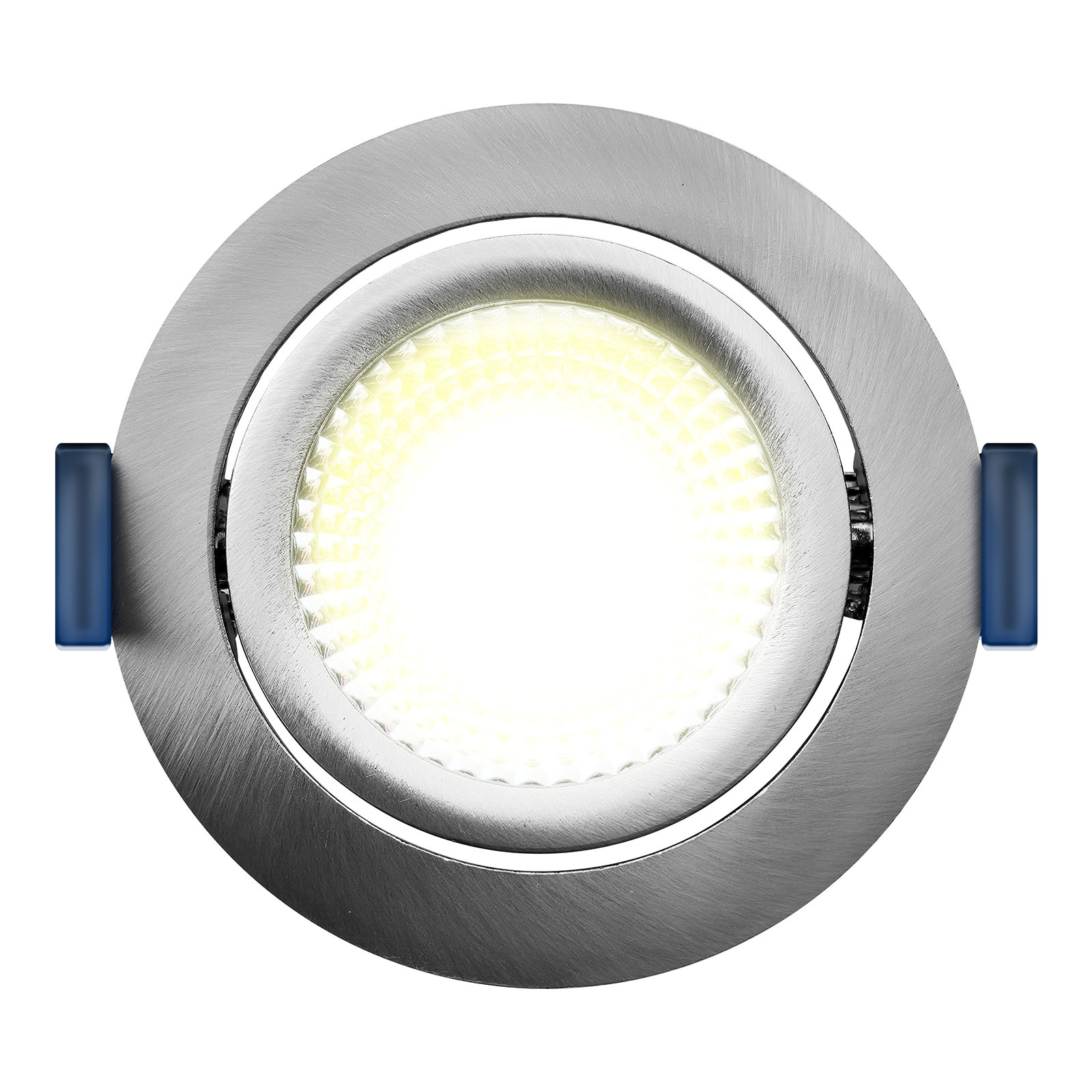 ED-10030 Spot à Led encastré petit profondeur IP54 blanc chaud, rond, nickel brossé, 75mm