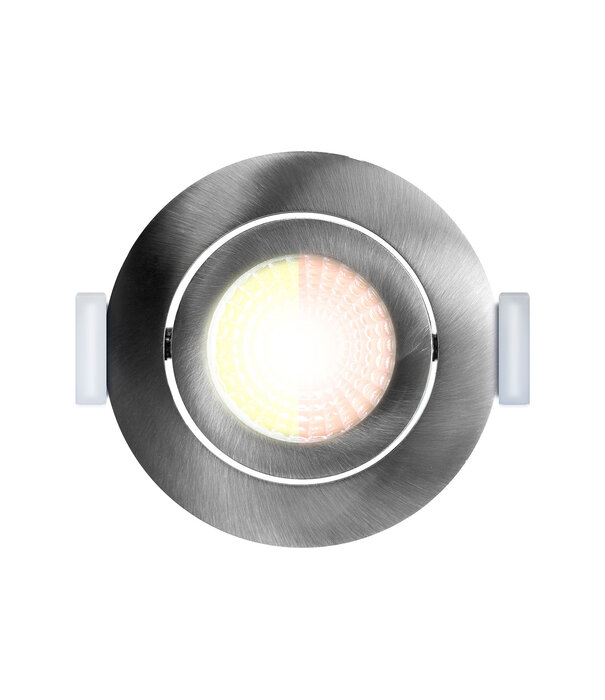 ED-10059 Led recessed spotlight small recessed depth IP54 dim to warm, round, brushed nickel, 55mm
