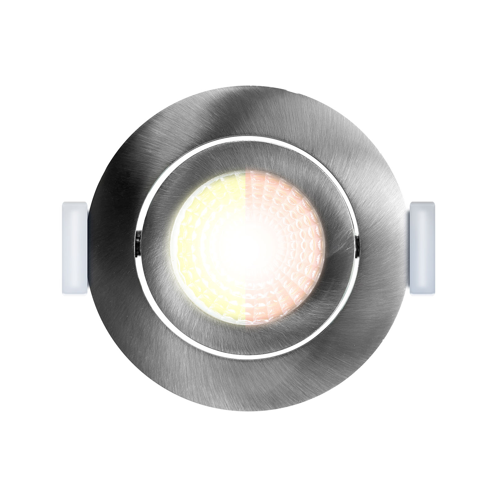 ED-10059 Led recessed spotlight small recessed depth IP54 dim to warm, round, brushed nickel, 55mm