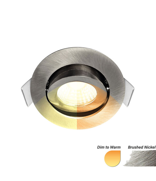 ED-10059 Led recessed spotlight small recessed depth IP54 dim to warm, round, brushed nickel, 55mm